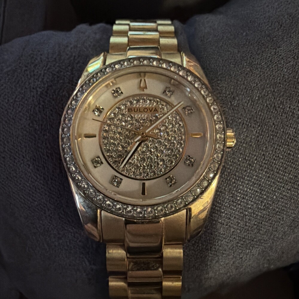 Bulova Classic Gold Tone Stainless Steel Crystal Women's Watch, 23mm